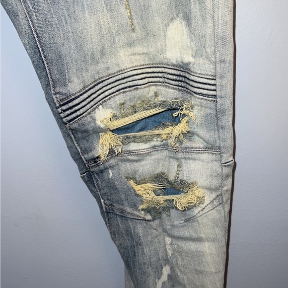 NWT Smoke Rise DNM Co. Slim Fit Ripped Jeans 32x32  Color is Cardiff Blue - Picture 7 of 14